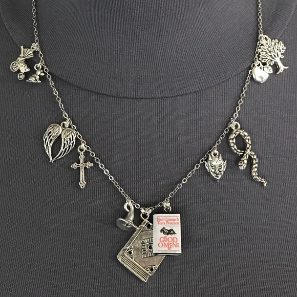 Good Omens Neil Gaiman Terry Pratchett Handmade Literature Necklace, Book Cover - Picture 8 of 16